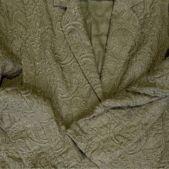 Windsmoor Embroidered Linen Olive Green Paisley Women's Jacket Size 14 Textured - Picture 10 of 15